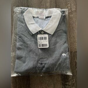 NWT Brooks Brothers Blue and White Polo with White Collar Size L